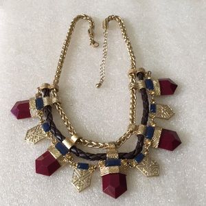 Gold and Red Statement Necklace